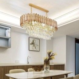 Suspension en cristal moderne Plafonnier ovale de luxe