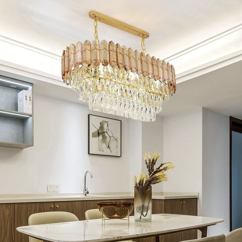 Suspension en cristal moderne Plafonnier ovale de luxe