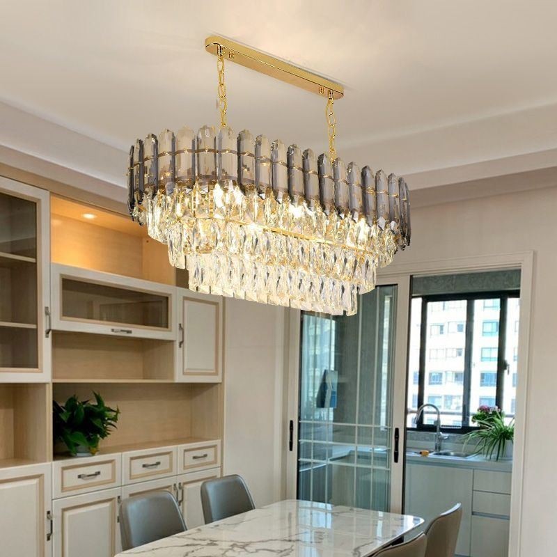 Suspension en cristal moderne Plafonnier ovale de luxe