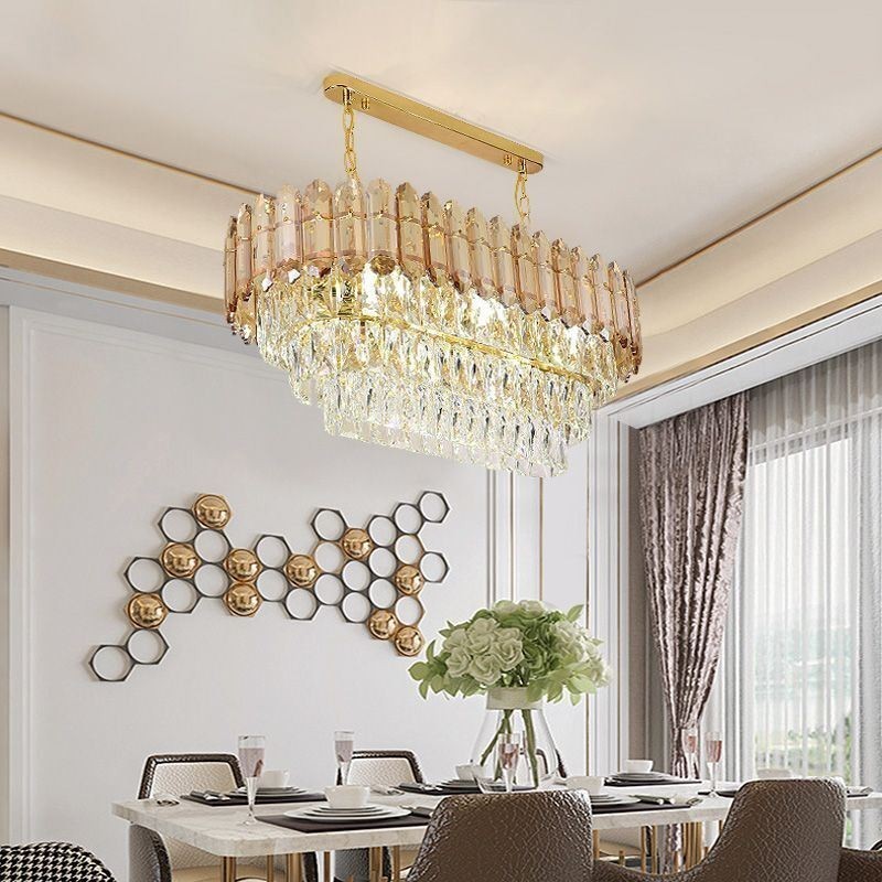 Suspension en cristal moderne Plafonnier ovale de luxe
