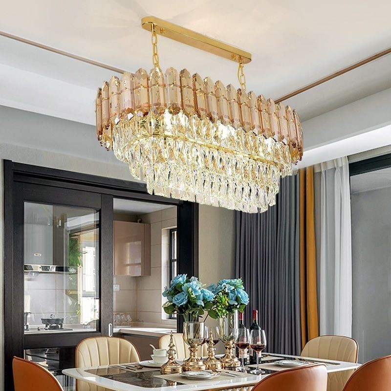 Suspension en cristal moderne Plafonnier ovale de luxe