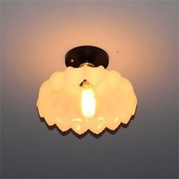 Plafonnier rétro en verre imitation jade à une tête de lotus