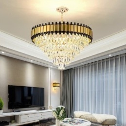 Suspension en cristal de luxe, éclairage de plafond rond