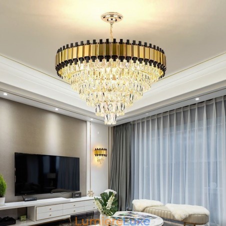 Suspension en cristal de luxe, éclairage de plafond rond Suspension en cristal de luxe, éclairage de plafond rond