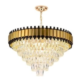 Suspension en cristal de luxe, éclairage de plafond rond