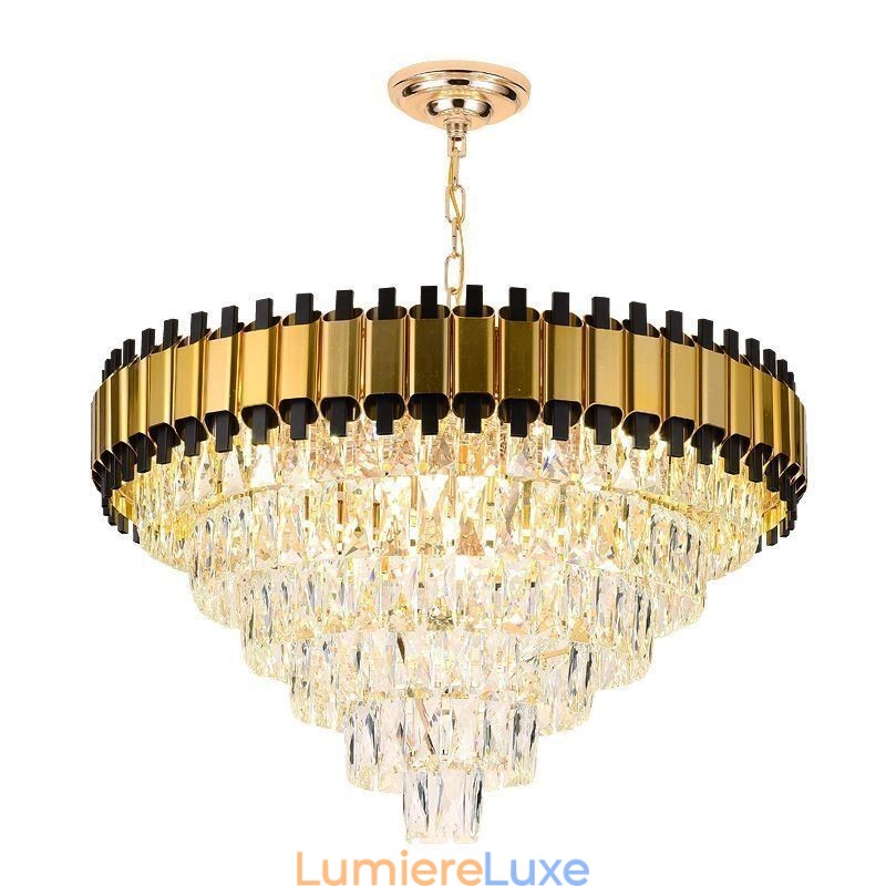 Suspension en cristal de luxe, éclairage de plafond rond