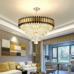 Suspension en cristal de luxe, éclairage de plafond rond
