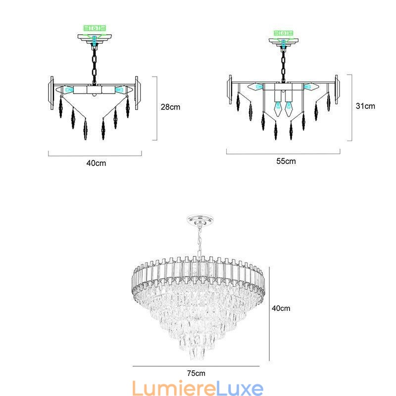 Suspension en cristal de luxe, éclairage de plafond rond