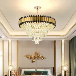 Suspension en cristal de luxe, éclairage de plafond rond