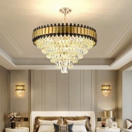 Suspension en cristal de luxe, éclairage de plafond rond