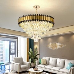 Suspension en cristal de luxe, éclairage de plafond rond