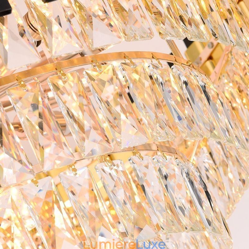 Suspension en cristal de luxe, éclairage de plafond rond