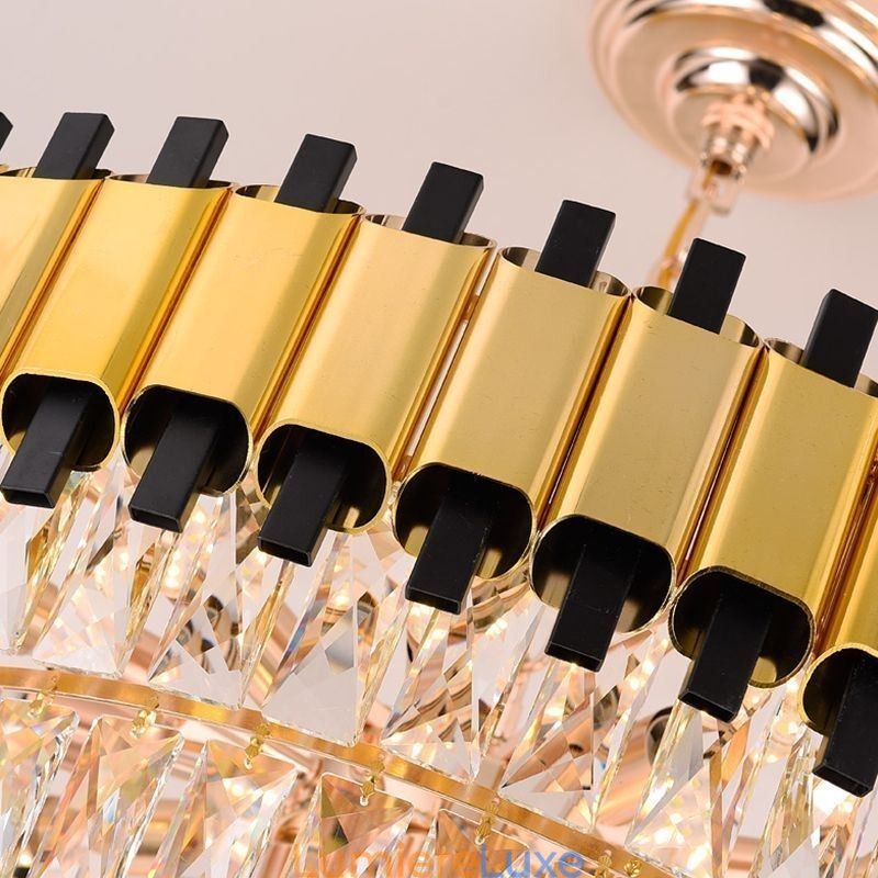 Suspension en cristal de luxe, éclairage de plafond rond