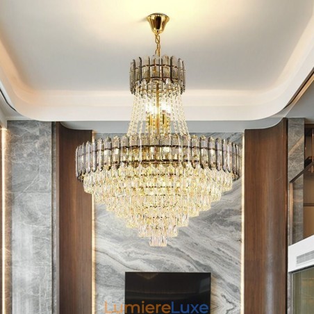 Suspension moderne en cristal doré Suspension moderne en cristal doré