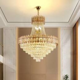 Suspension moderne en cristal doré