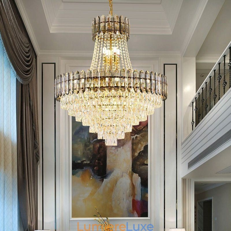 Suspension moderne en cristal doré