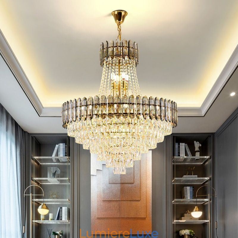 Suspension moderne en cristal doré