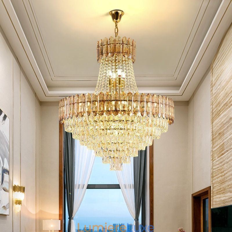 Suspension moderne en cristal doré