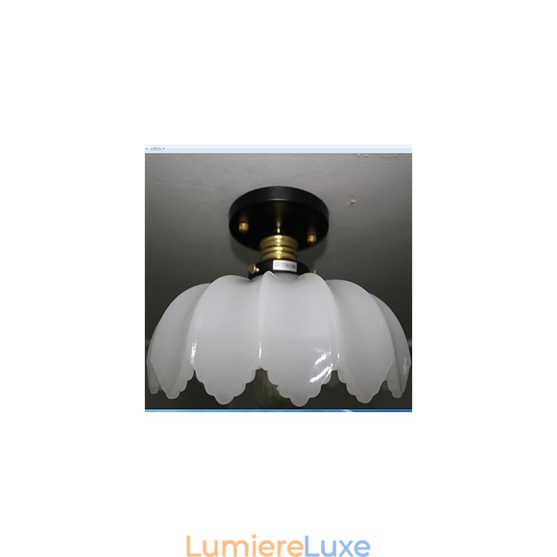 Plafonnier rétro en verre imitation jade à une tête de lotus