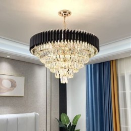 Plafonnier suspendu en cristal de luxe 6, 9 ou 12 lumières