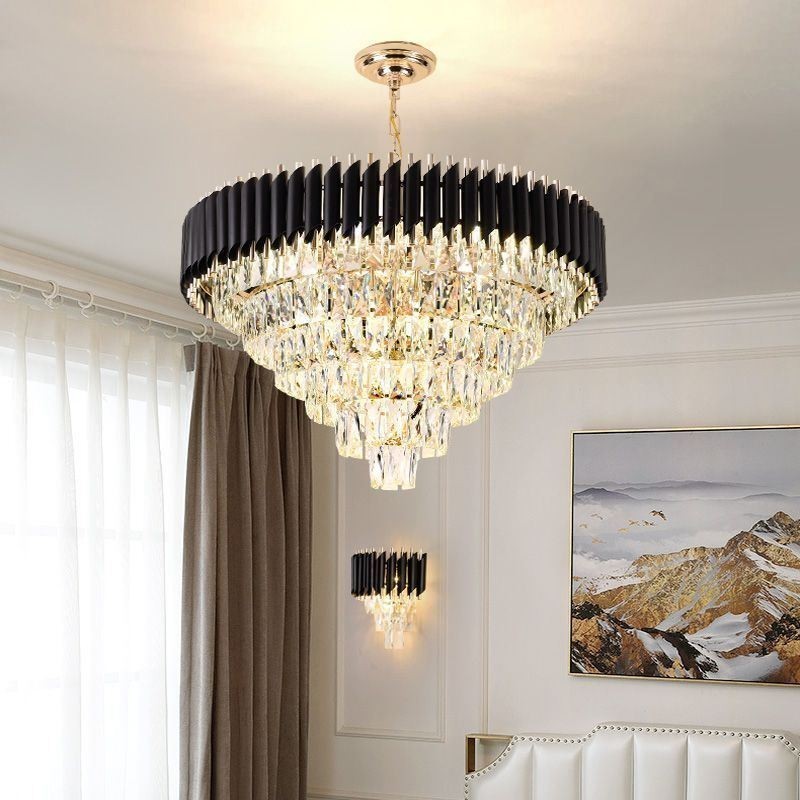 Plafonnier suspendu en cristal de luxe 6, 9 ou 12 lumières
