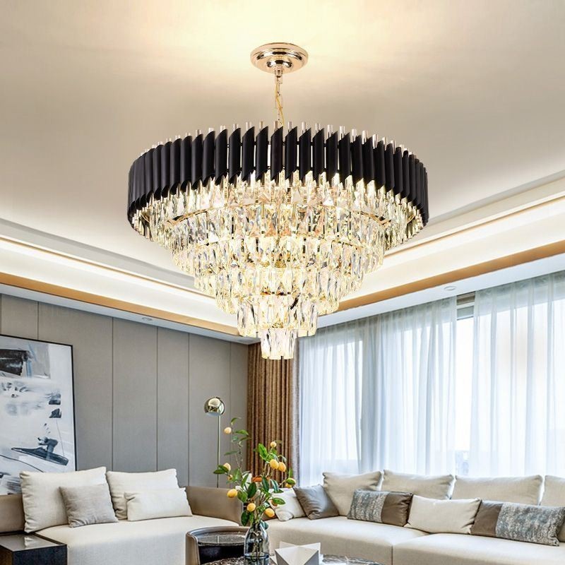 Plafonnier suspendu en cristal de luxe 6, 9 ou 12 lumières
