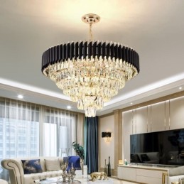 Plafonnier suspendu en cristal de luxe 6, 9 ou 12 lumières