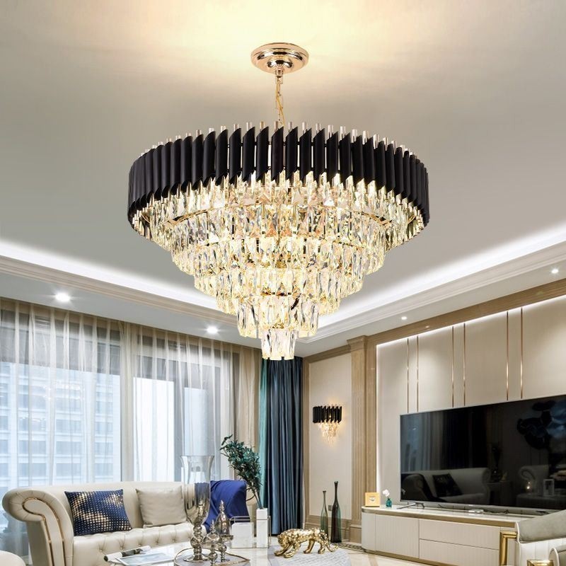 Plafonnier suspendu en cristal de luxe 6, 9 ou 12 lumières