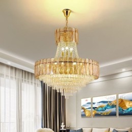 Suspension européenne en cristal, plafonnier contemporain