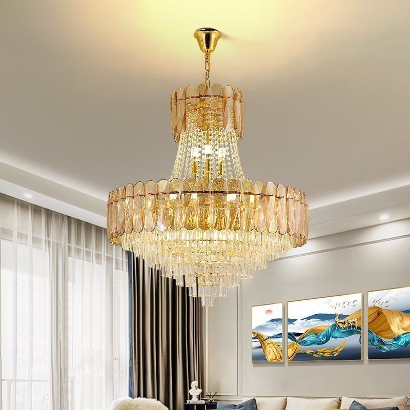 Suspension européenne en cristal, plafonnier contemporain