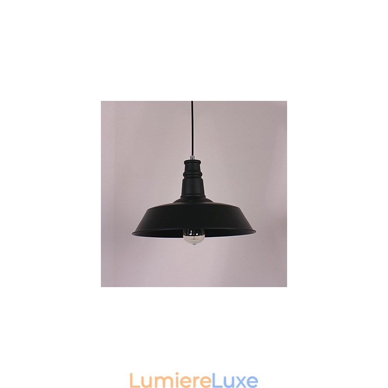 Suspension noire moderne avec abat-jour circulaire