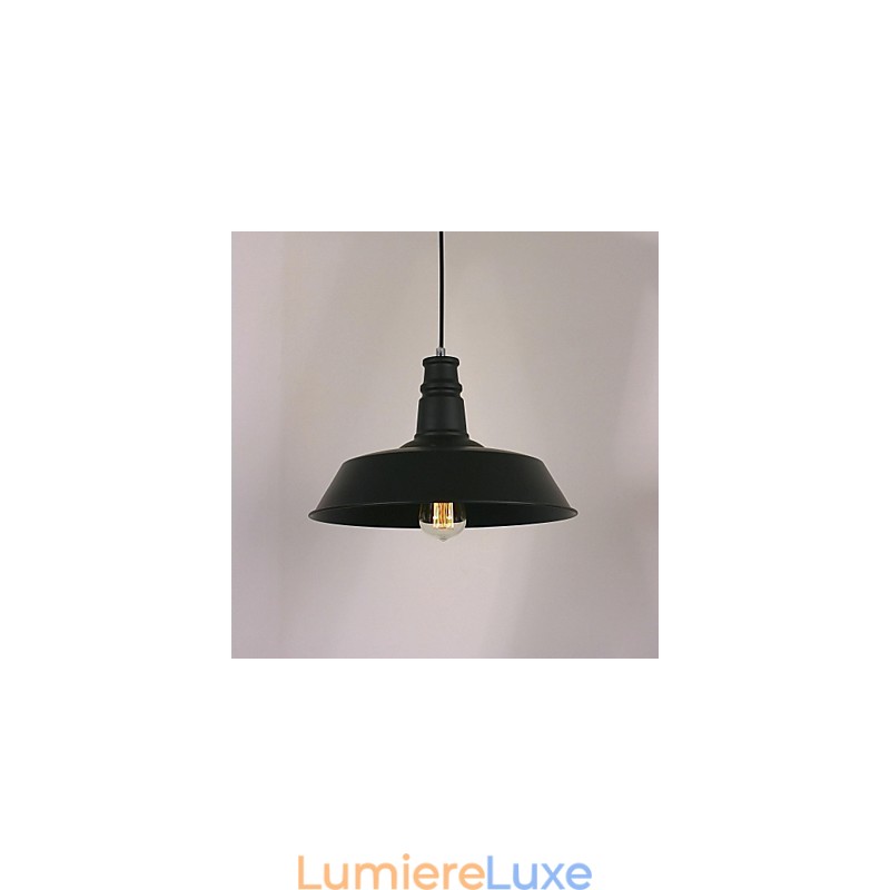 Suspension noire moderne avec abat-jour circulaire