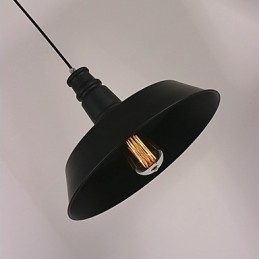 Suspension noire moderne avec abat-jour circulaire