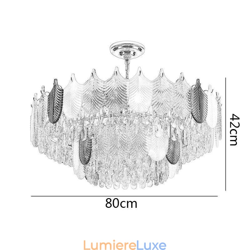 Suspension luxueuse en forme de feuille, luminaire de plafond en cristal