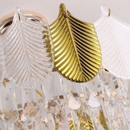 Suspension luxueuse en forme de feuille, luminaire de plafond en cristal