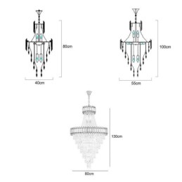 Plafonnier luxueux en cristal et suspension dorée