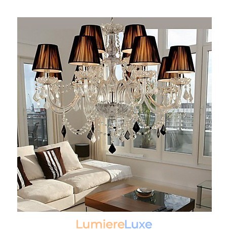 Lustre en cristal élégant avec 12 lumières Lustre en cristal élégant avec 12 lumières