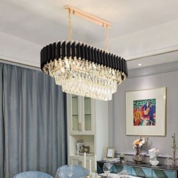 Plafonnier ovale suspendu en cristal