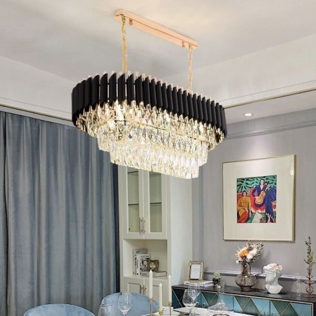 Plafonnier ovale suspendu en cristal Plafonnier ovale suspendu en cristal