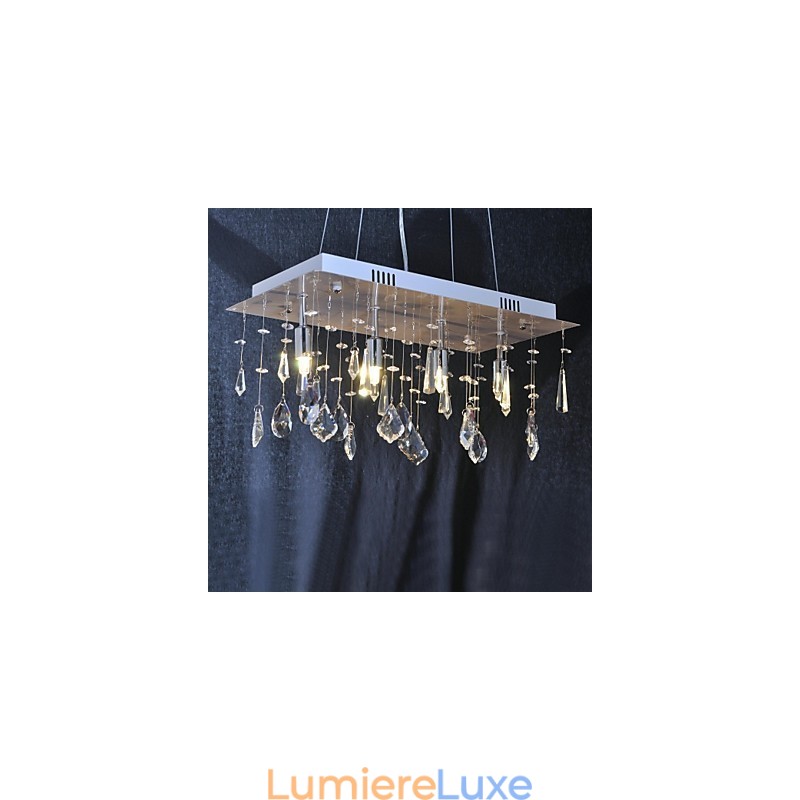 Lustre traditionnel classique en cristal et métal chromé