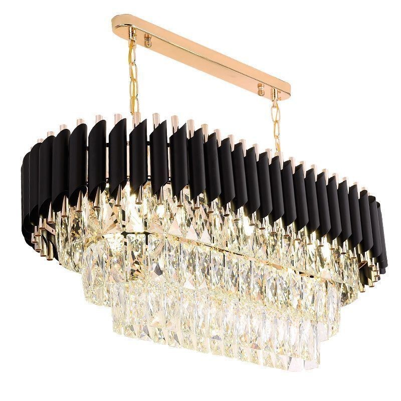 Plafonnier ovale suspendu en cristal