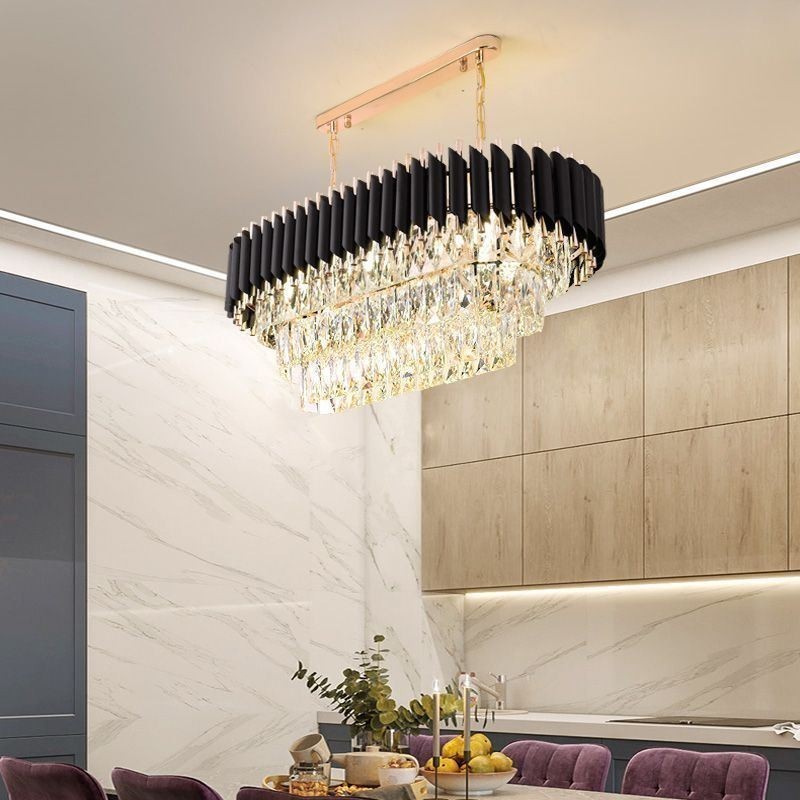 Plafonnier ovale suspendu en cristal