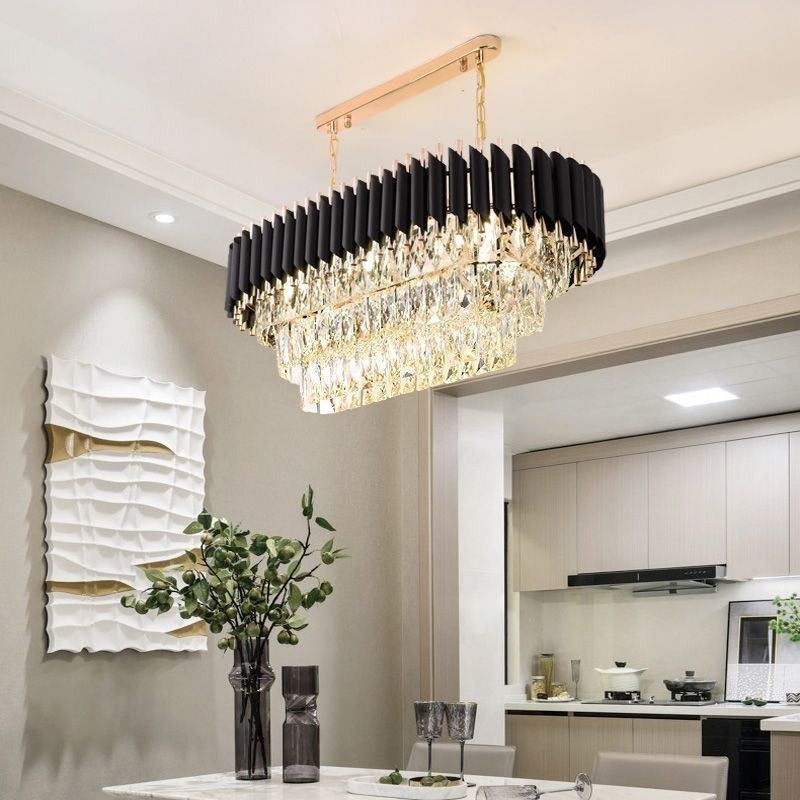 Plafonnier ovale suspendu en cristal