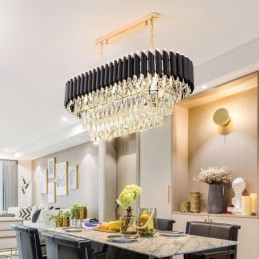 Plafonnier ovale suspendu en cristal