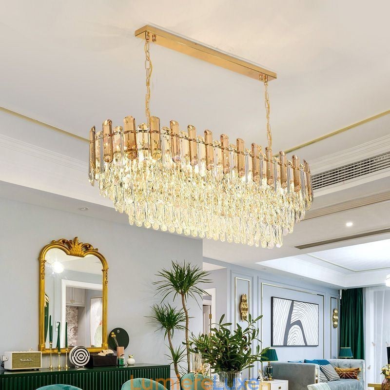 Plafonnier ovale moderne en cristal