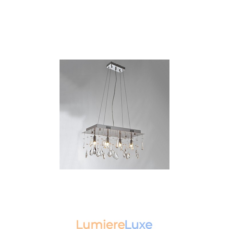 Lustre traditionnel classique en cristal et métal chromé