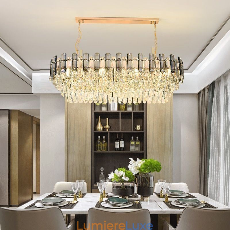 Plafonnier ovale moderne en cristal