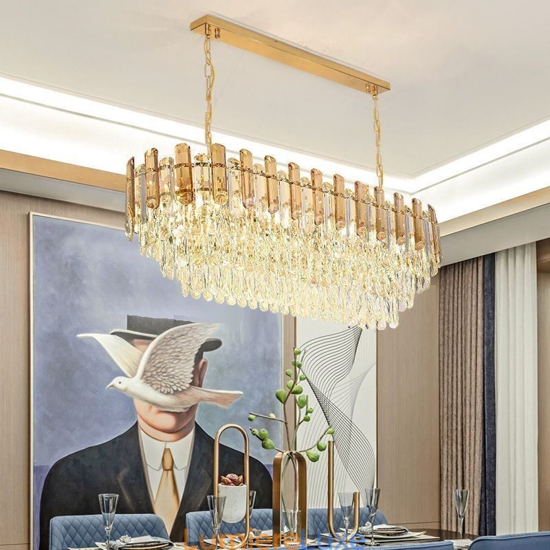 Plafonnier ovale moderne en cristal