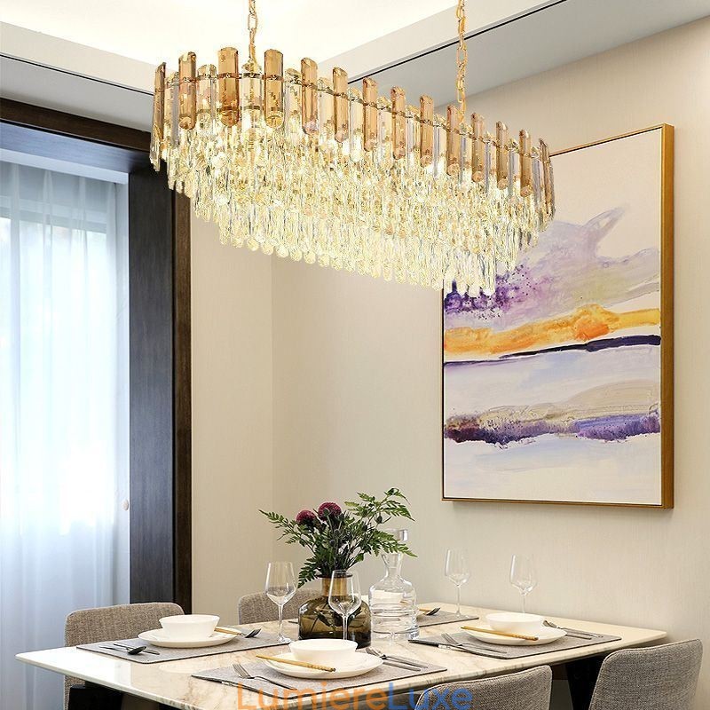 Plafonnier ovale moderne en cristal