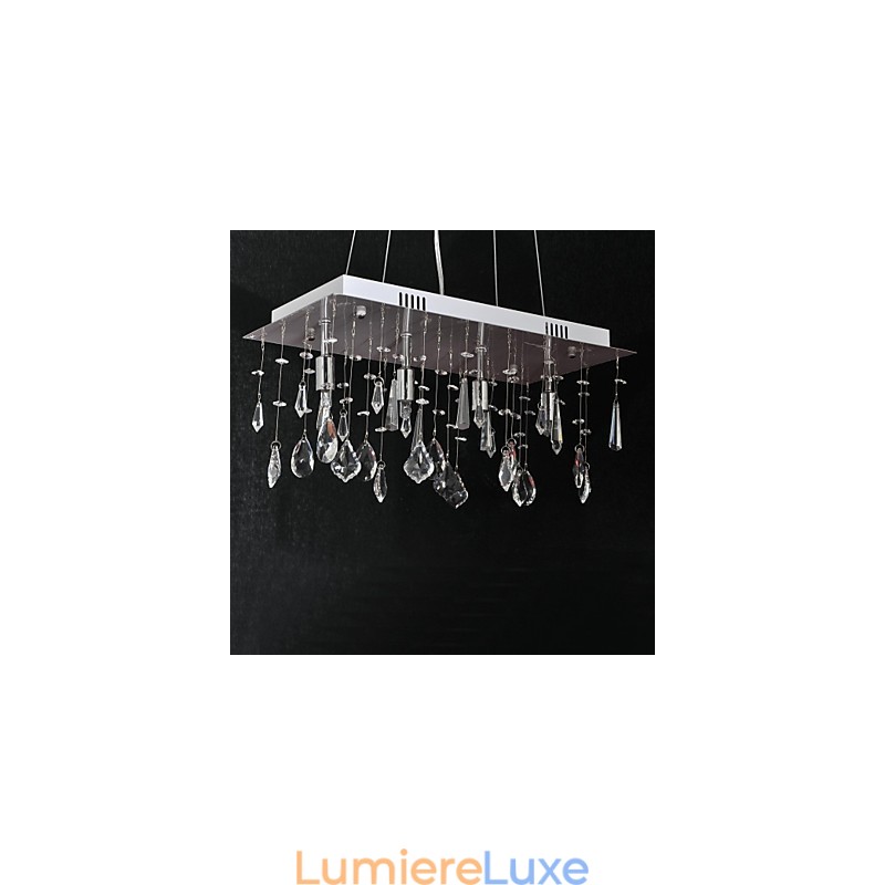 Lustre traditionnel classique en cristal et métal chromé